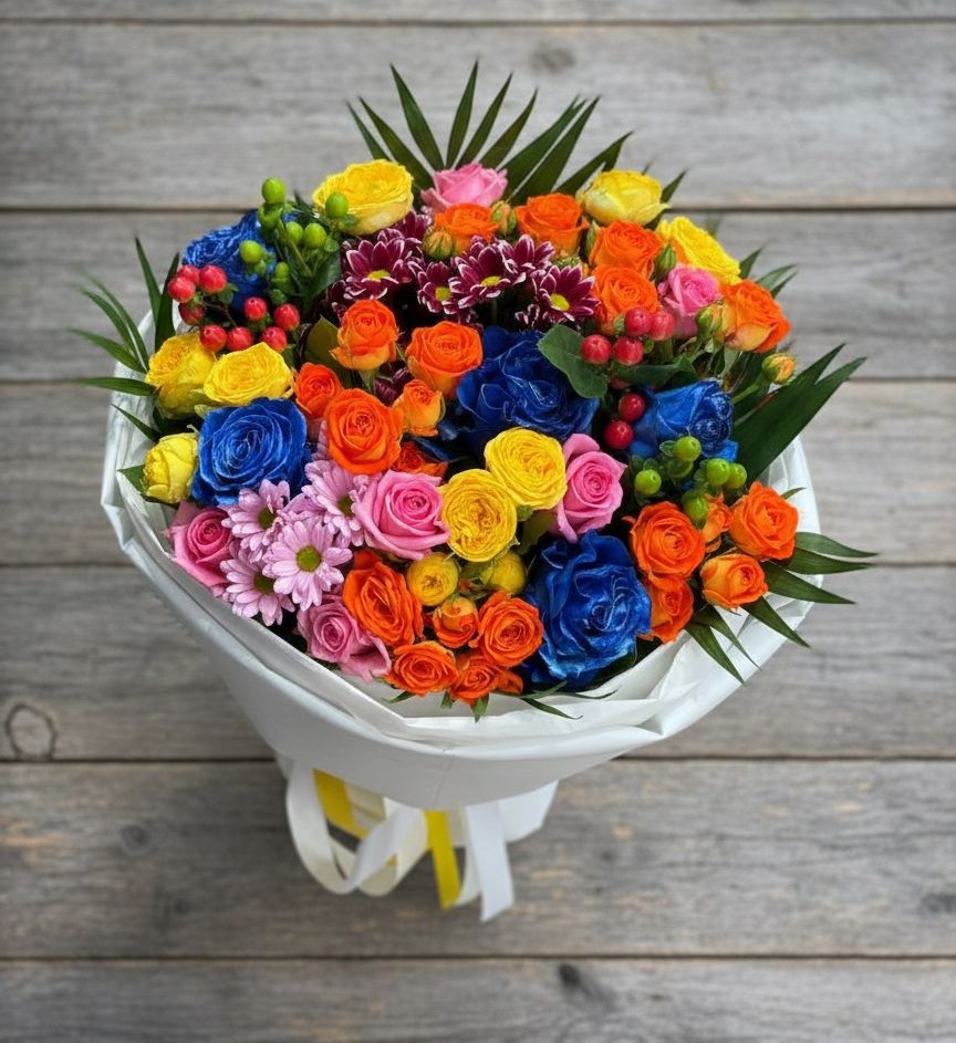 Букет цветов из: Розы и Хризантемы в Нижней Омке