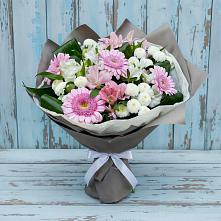 Букет цветов из:  Герберы, Альстромерии и Хризантемы в Нижней Омке