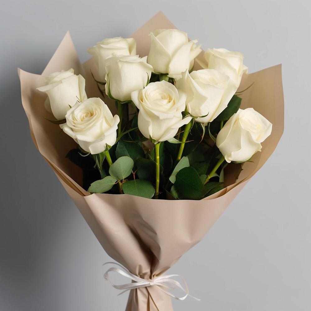 Букет 9 Белых роз Эдлесс Лав в Нижней Омке