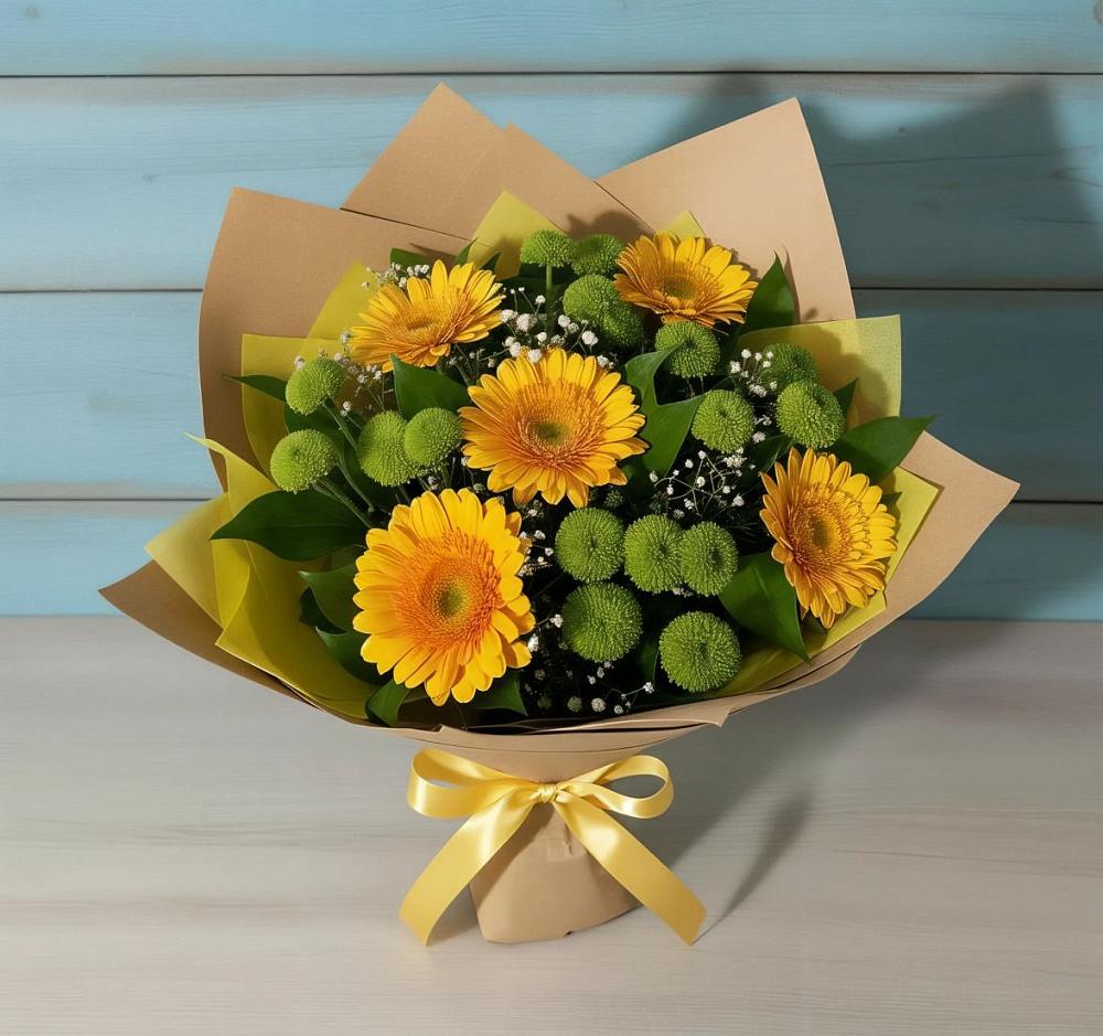 Букет цветов из: Герберы и Хризантемы в Нижней Омке