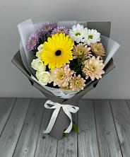 Букет цветов из:  Розы, Герберы и Хризантемы в Нижней Омке