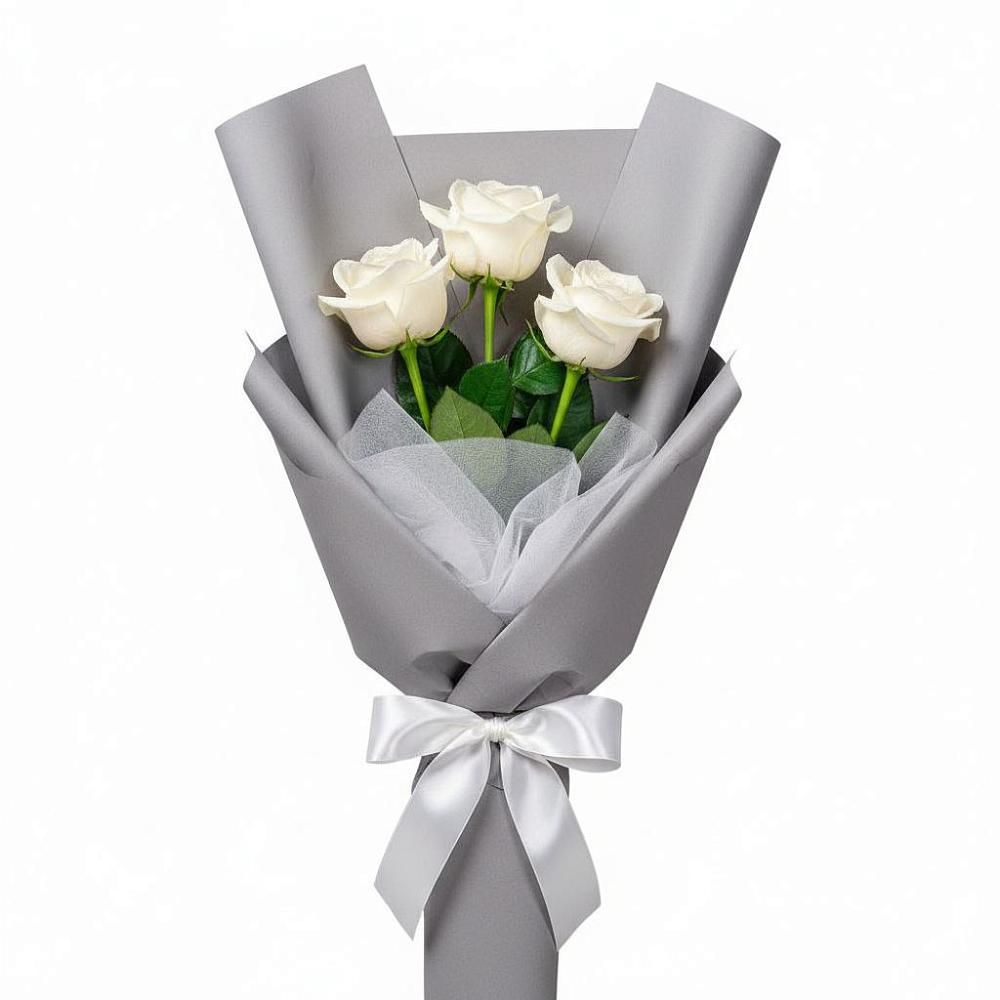 Букет 3 белые розы в Нижней Омке