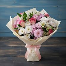 Букет цветов из:  Хризантемы, Альстромерии и Розы в Нижней Омке