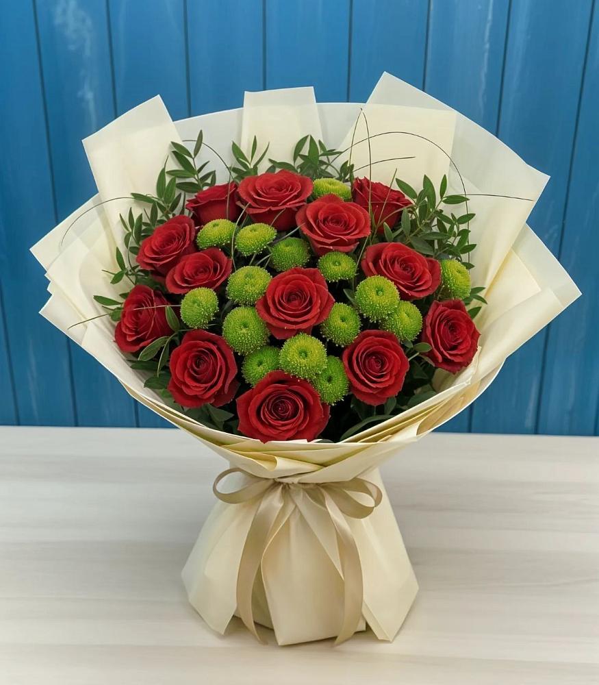 Букет цветов из: Розы и Хризантемы в Нижней Омке