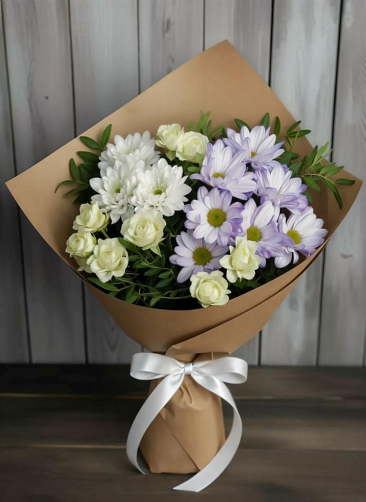 Букет цветов из: Хризантемы и Розы в Нижней Омке